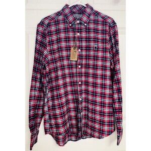 Simply Southern Plaid Flannel Shirt Mens Medium 0220 Guys Parker Blue Pink